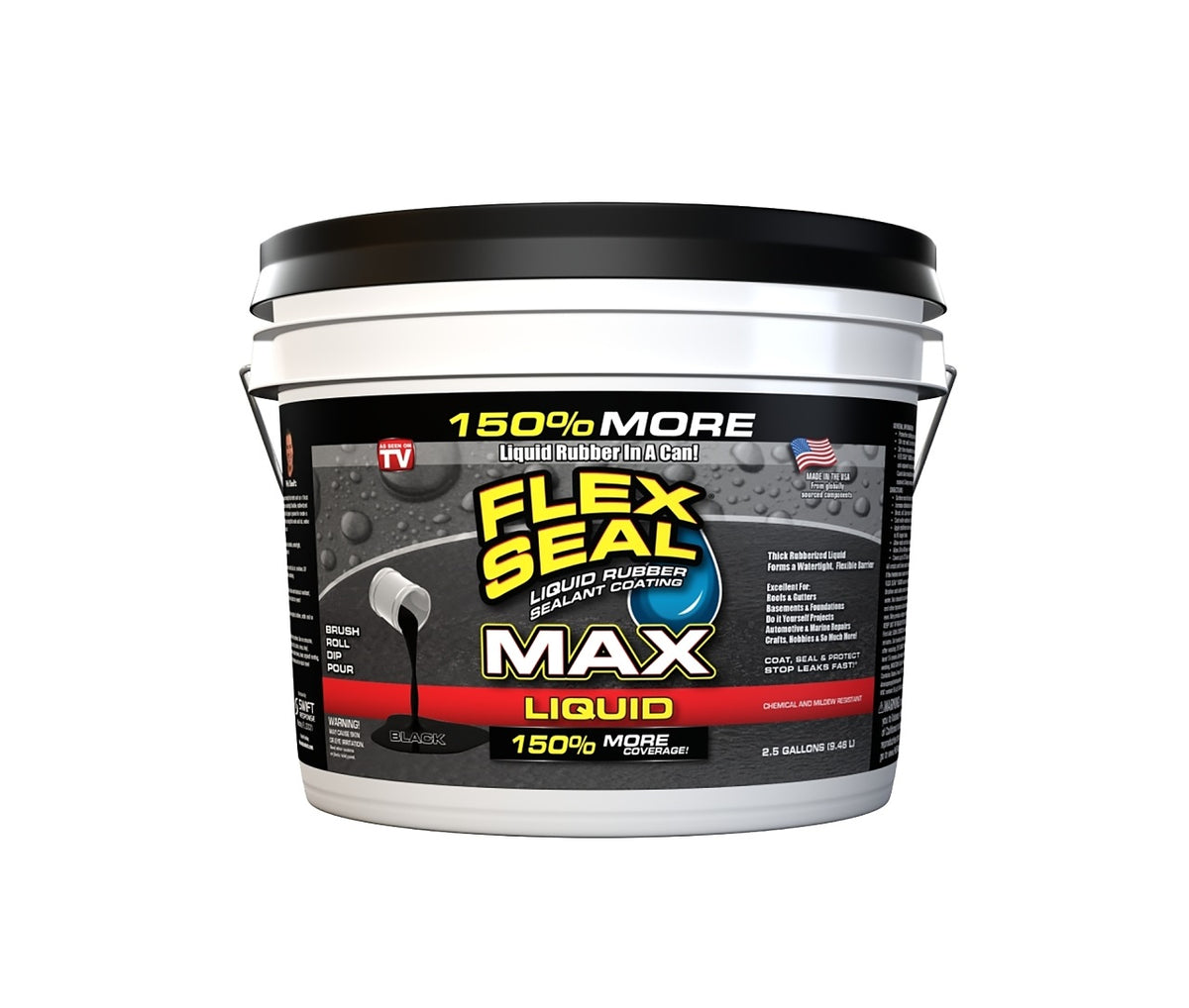 Flex Seal LFSMAXBLK02 Rubberized Coating, Black, 2.5 Gallon