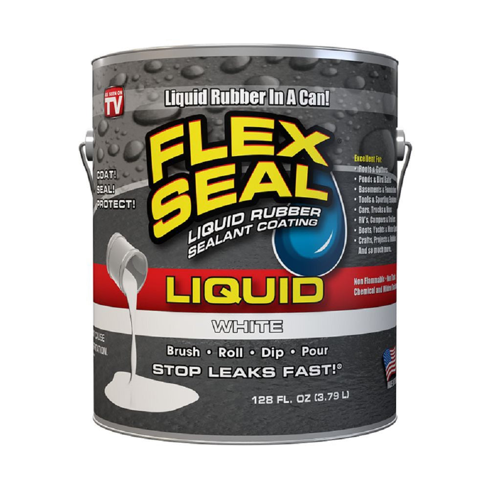 Flex Seal US855WHT01-2 As Seen On TV Liquid Rubber Sealant Coating, White, 1 Gallon