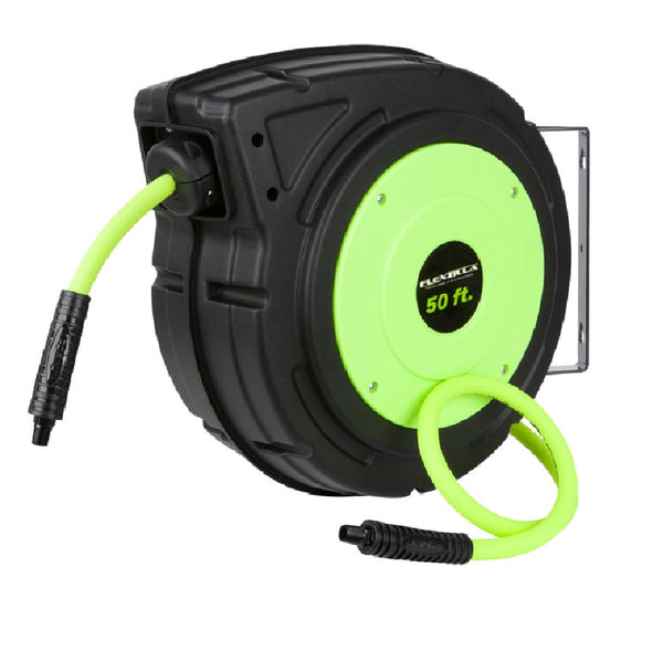 Flexzilla L8250FZ Hybrid Polymer Retractable Air Hose Reel, Green, 150 PSI