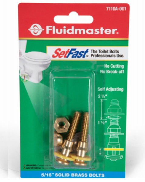 Fluidmaster 7110A-003-P5 Self-adjusting Toilet Bowl To Floor Bolts, Brass