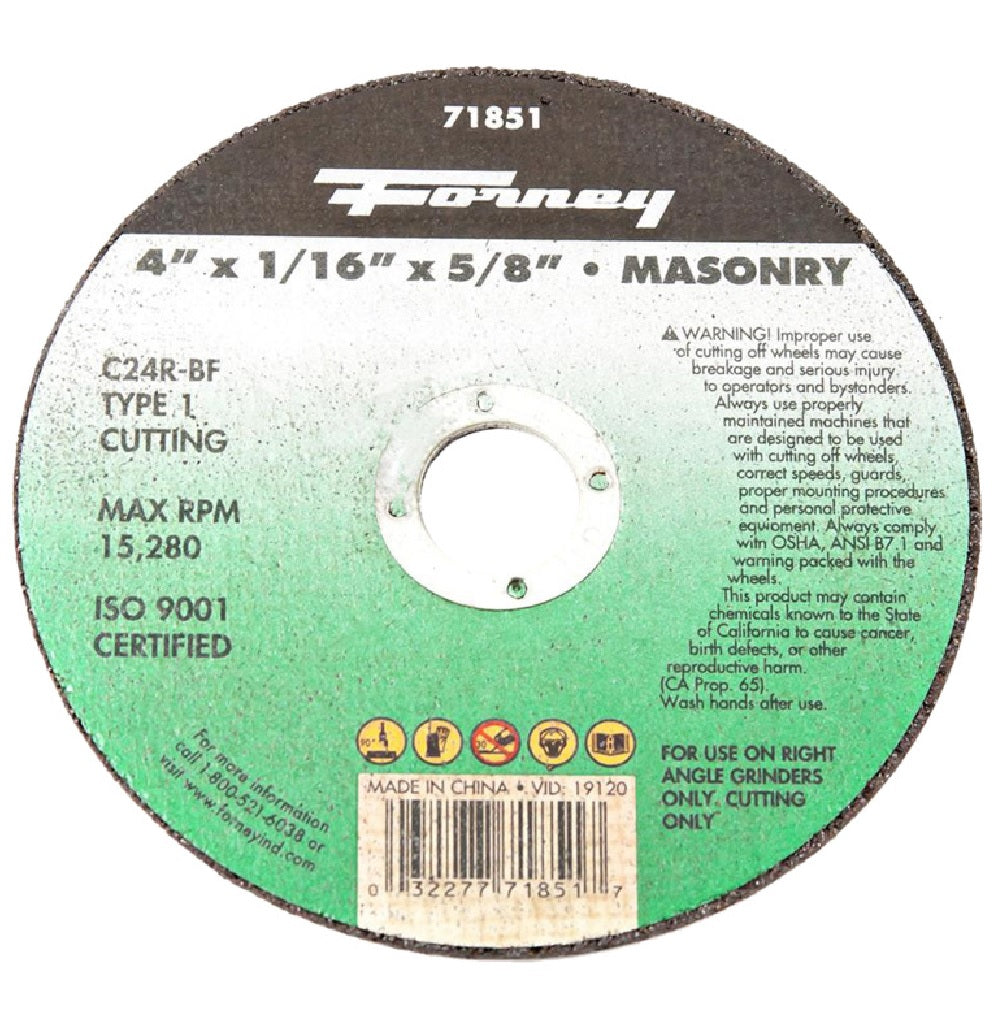 Forney 71851 Cut-Off Wheel, 4 Inch x 1/16 Inch x 5/8 Inch