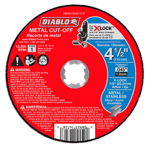 Diablo DBX045045101F X-Lock Metal Cut Off Blade, 4.5 Inch x .045 Inch