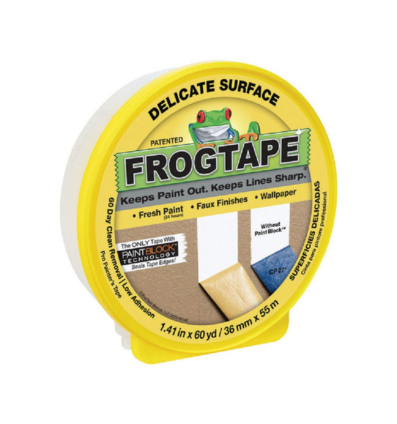 FrogTape 280221 Delicate Surface Painting Tape 1.41" x 60 Yd, Yellow