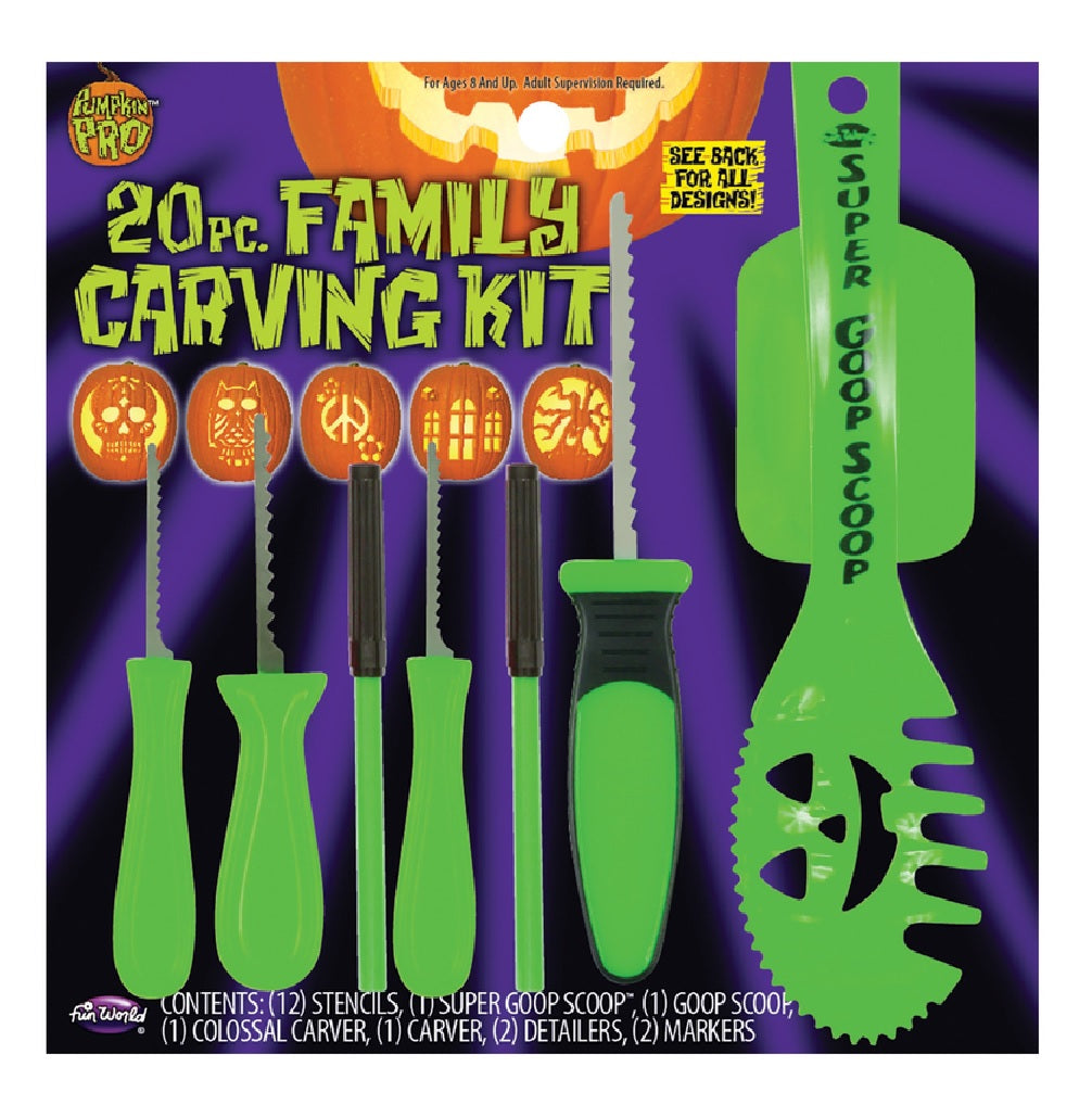 Fun World 94650 Family Pumpkin Carving Kit, Green