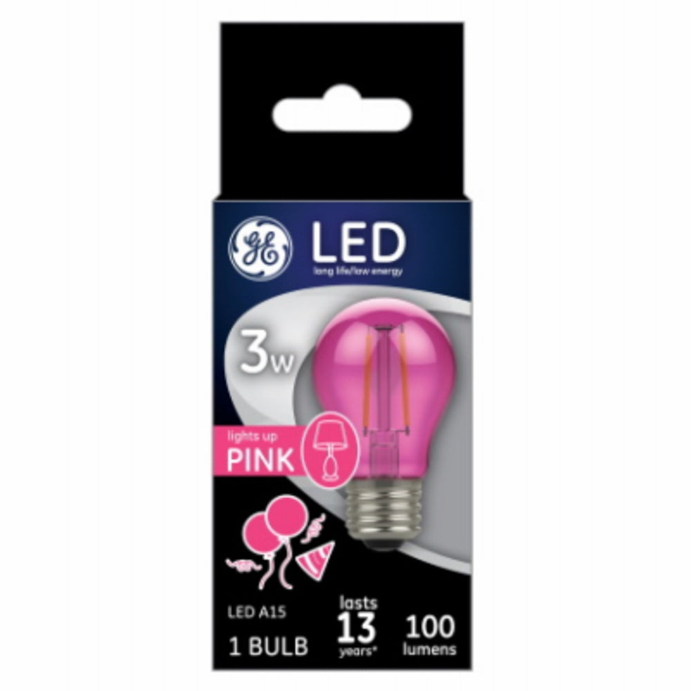 GE 93116859 A15 LED Party Light Bulb, Pink , 3 Watts