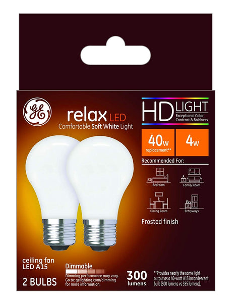 GE 31374 A15 Relax HD Ceiling Fan LED Light Bulb, 4 Watts