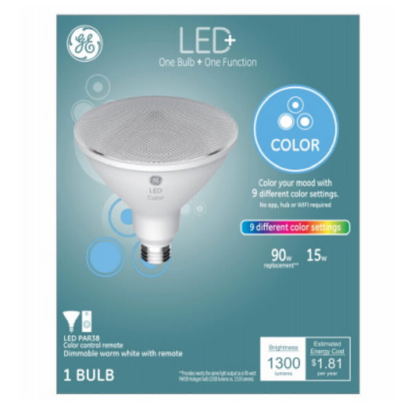 GE 93128353 Color Changing PAR38 LED Light Bulb, 15 Watts