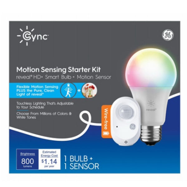 GE 93130374 Cync Smart Bulb & Motion Sensing Starter Kit, 9.5 Watts