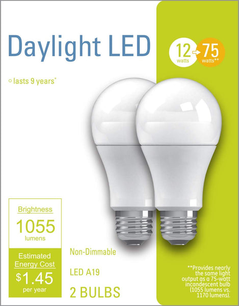 GE 32591 Daylight LED Light Bulbs, 12 Watts