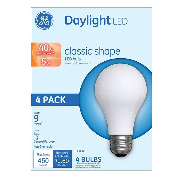 GE 99183 Daylight Replacement LED Light Bulbs, 5 Watt