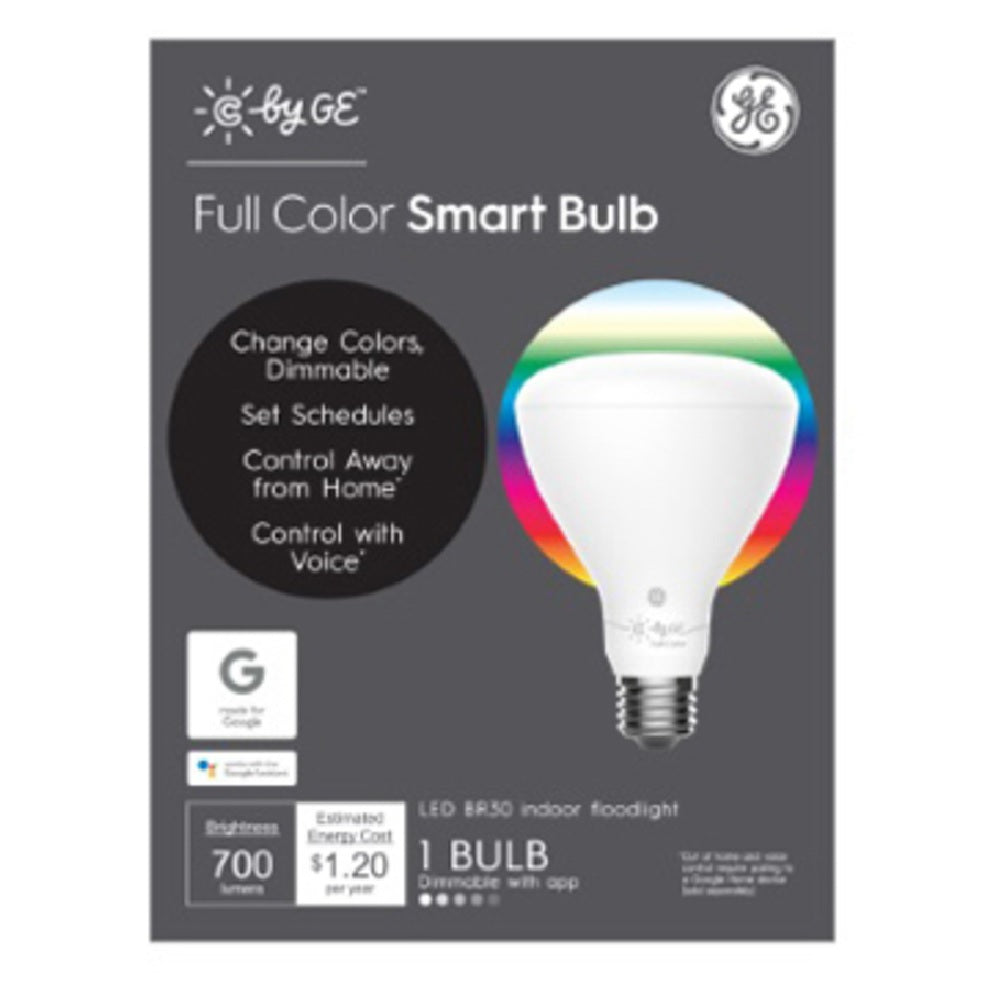 GE 93103487 Dimmable Full Color LED Smart Light Bulb, White