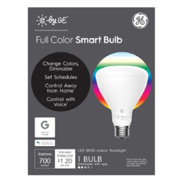 GE 93103487 Dimmable Full Color LED Smart Light Bulb, White