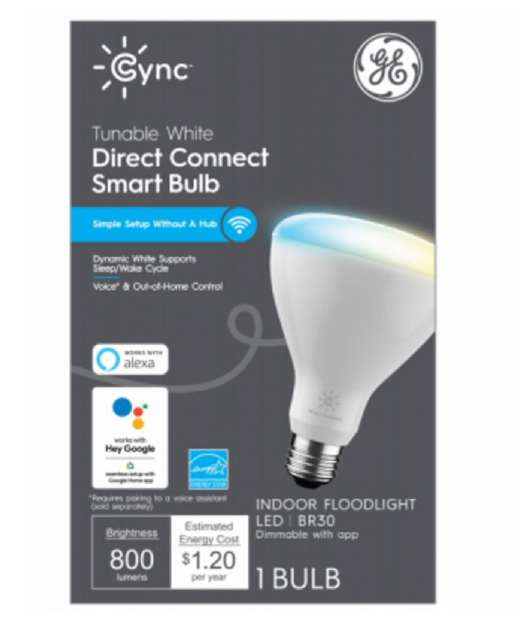 GE 93128977 Direct Connect smart LED Light Bulb, 800 Lumens