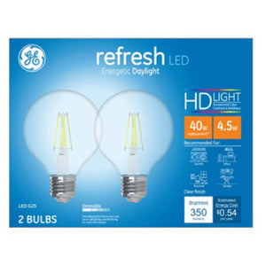 GE 47658 G25 Refresh HD Daylight LED Bulb, 4.5 Watts