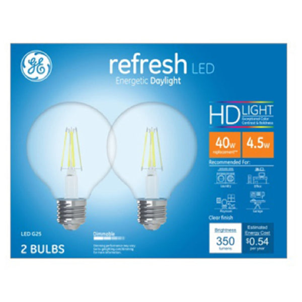 GE 47658 G25 Refresh HD Daylight LED Bulb, 4.5 Watts