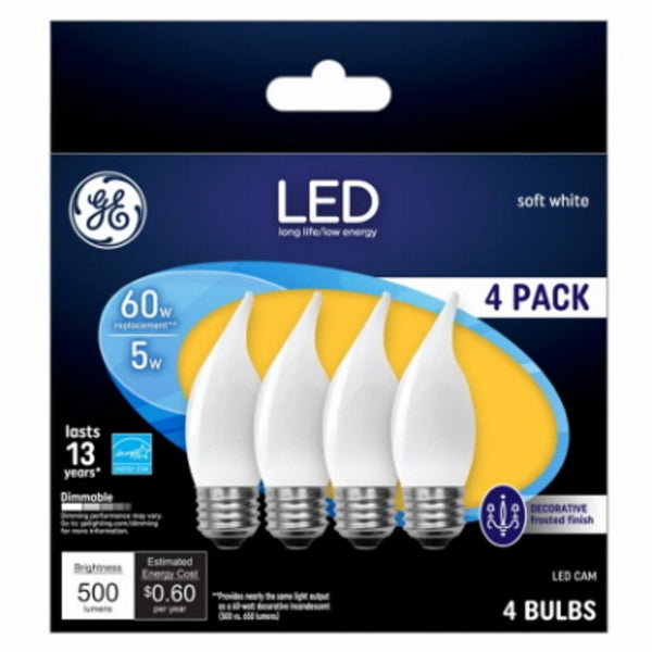 GE 93129351 LED Flame Shape Candelabra Light Bulb, 5 Watts