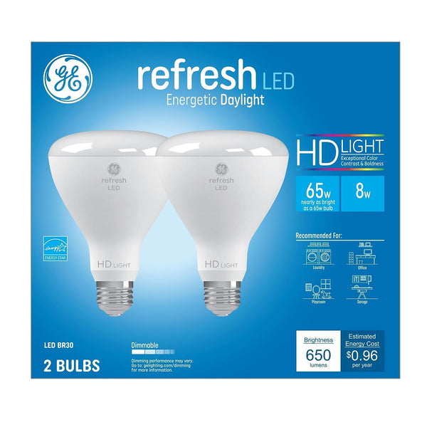 GE 93129888 LED HD+ Refresh Light Bulbs, 8 Watts