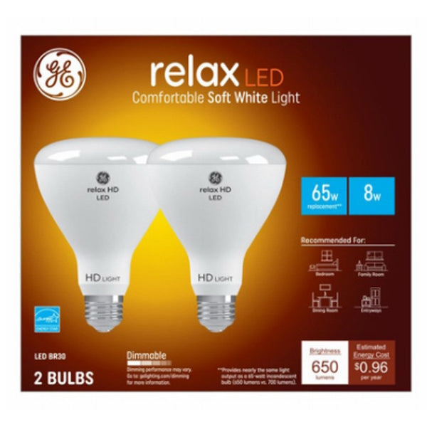 GE 93129972 LED HD+ Relax Light Bulbs, 8 Watts