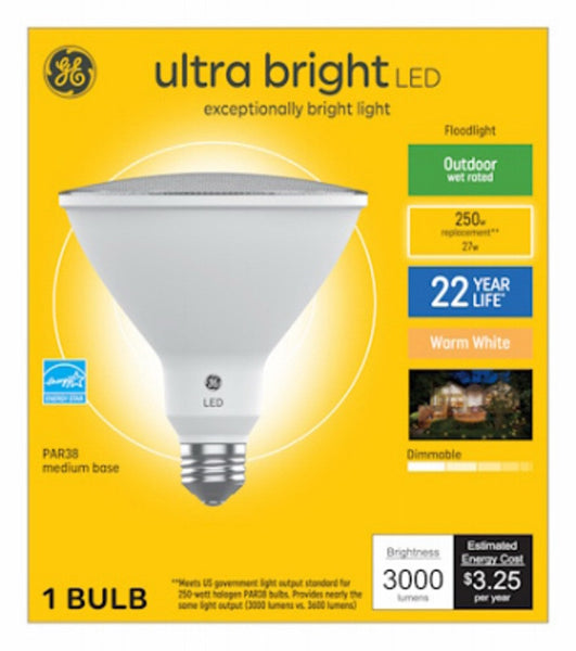 GE 93130531 LED Outdoor Floodlight Bulb, 27 Watts