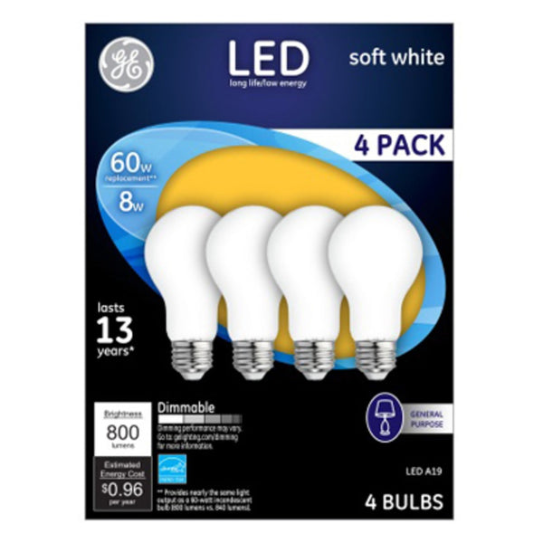 GE Lighting 93098313 A19 General Purpose LED Light Bulbs, 8 Watts