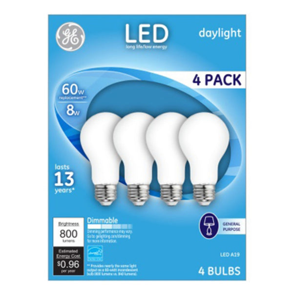 GE Lighting 93098314 A19 General Purpose LED Light Bulbs, 8 Watts