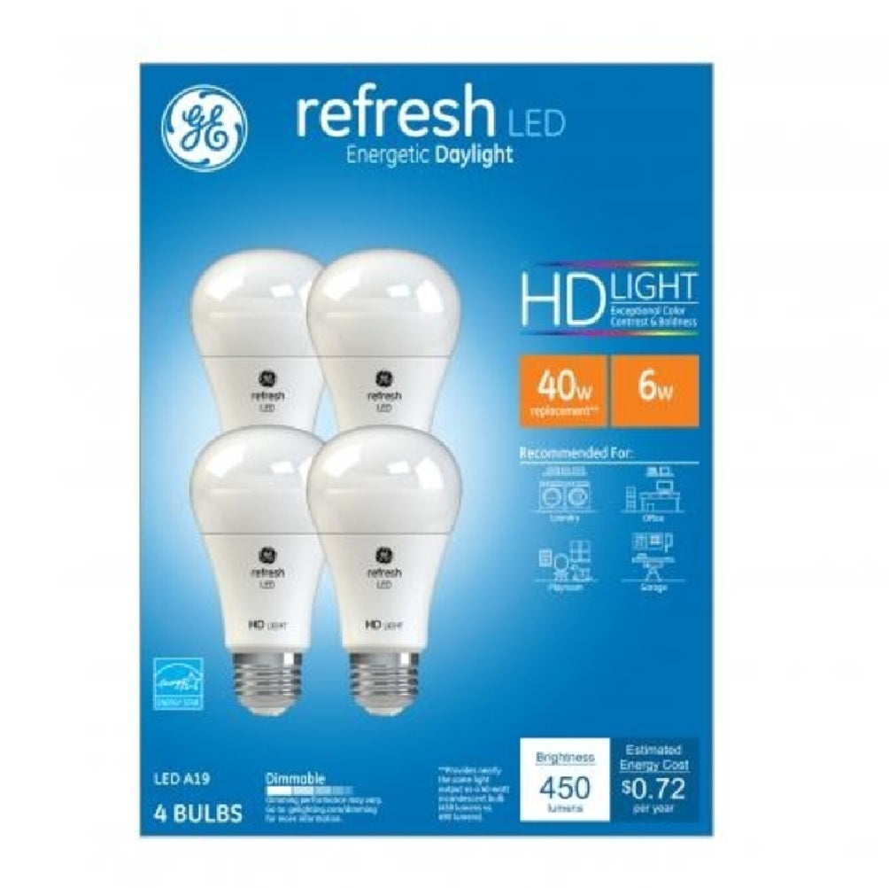 GE Lighting 98283 A19 Refresh HD Daylight LED Light Bulb, 6 Watts
