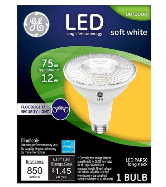 GE Lighting 38446 PAR30 LED Long Neck Floodlight Bulb, 12 Watts, 120 Volts