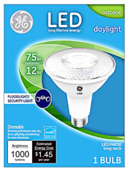 GE Lighting 38447 PAR30 LED Long Neck Floodlight Bulb, 12 Watts