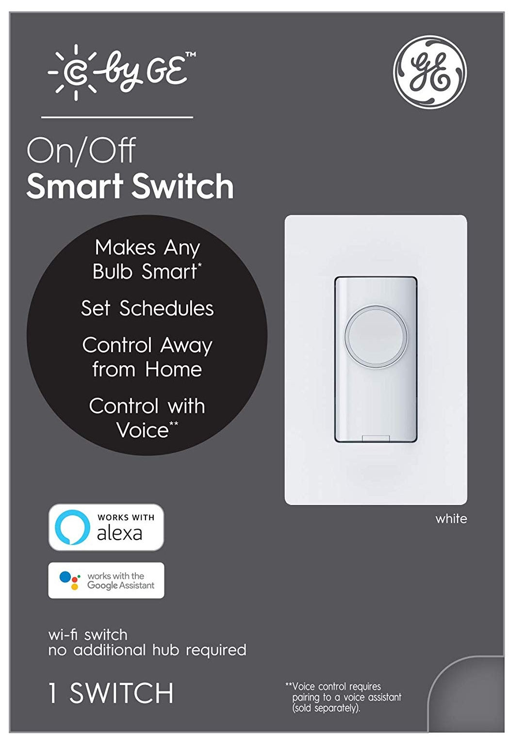 GE Lighting 93105002 Smart Button Switch, White