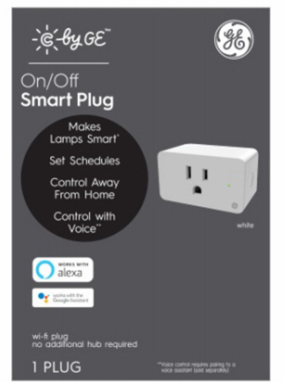 GE Lighting 93103491 C by GE On/Off Smart Plug, White