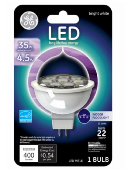 GE 93095554 MR16 Floodlight LED Bulb, Bright White, 4.5 Watts