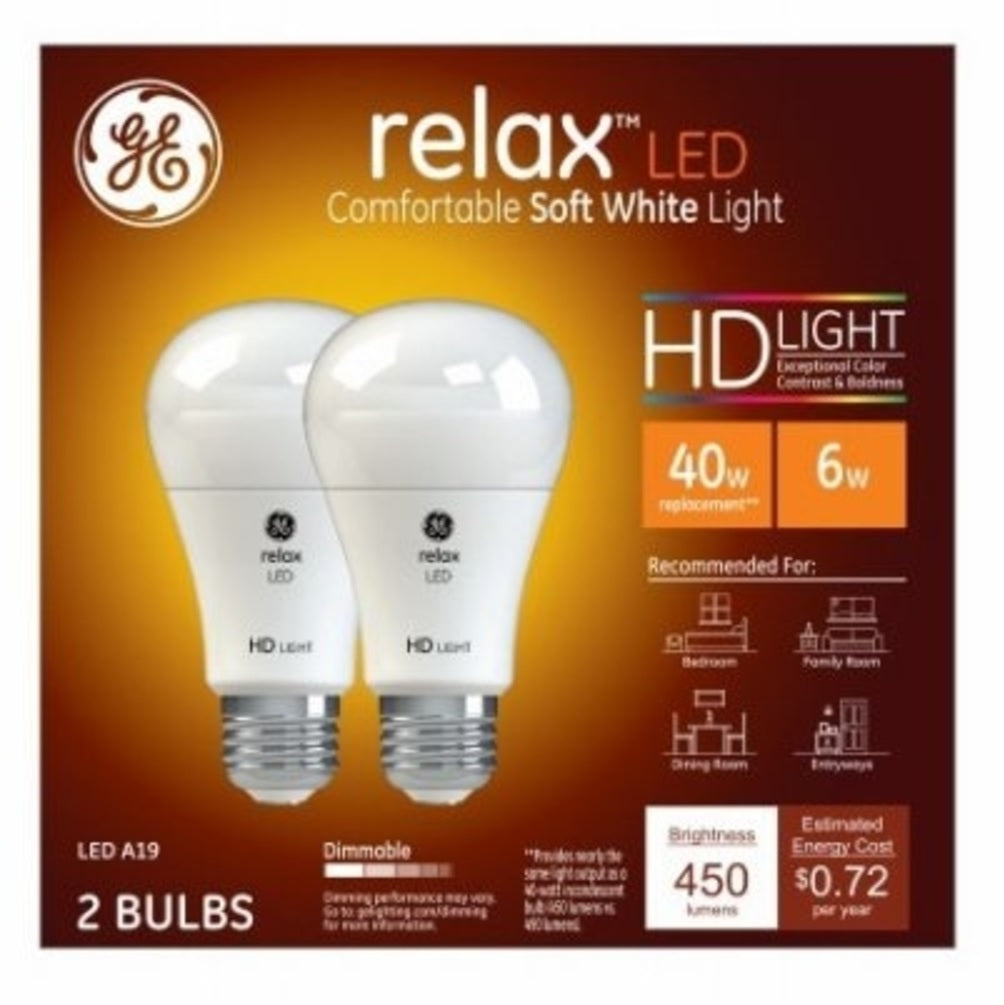 GE 98255 Relax HD LED Light Bulb, 6 Watts