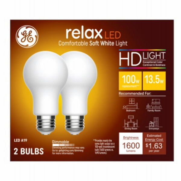 GE 93129807 Relax HD+ LED Light Bulbs, 13 Watts