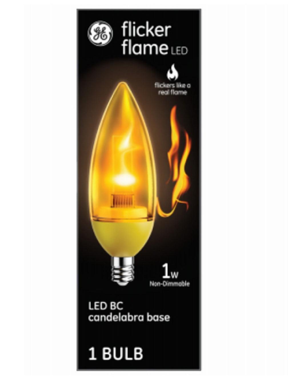 GE 93129282 Replacement Flicker Flame LED Light Bulb, Clear