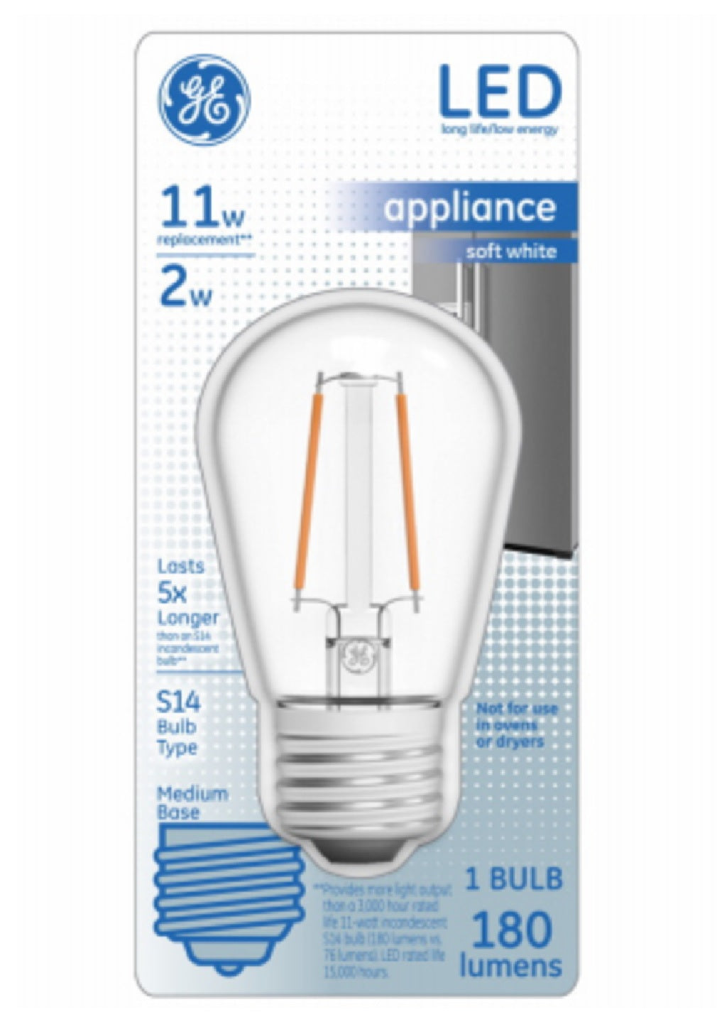 GE 14015 Replacement LED Medium Base Appliance S14 Light Bulb, Soft Wh –  Toolbox Supply