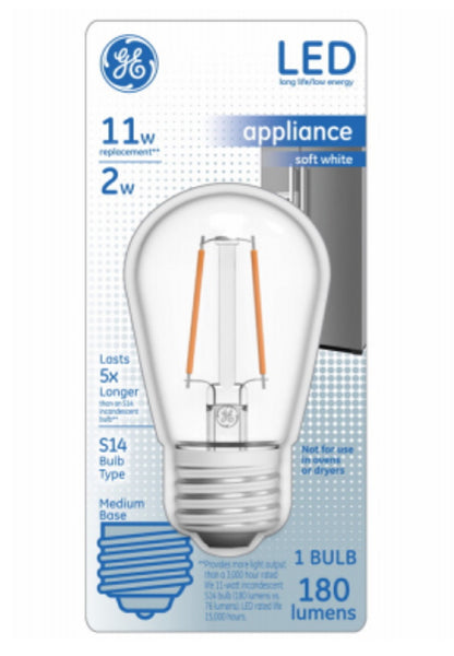 GE 14015 Replacement LED Medium Base Appliance S14 Light Bulb, Soft White