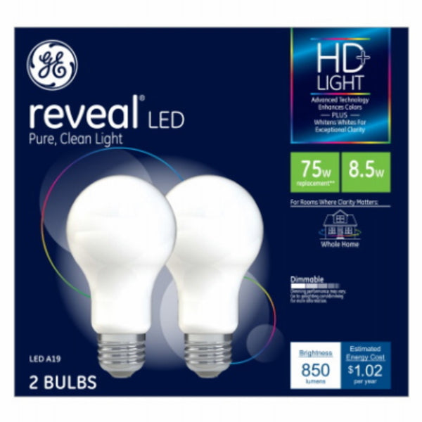 GE 46656 Reveal HD+ LED Light Bulbs, 8.5 Watt