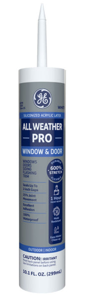 GE Sealants & Adhesives MAWD310WT Siliconized Acrylic Caulk, White, 10.1 Ounce