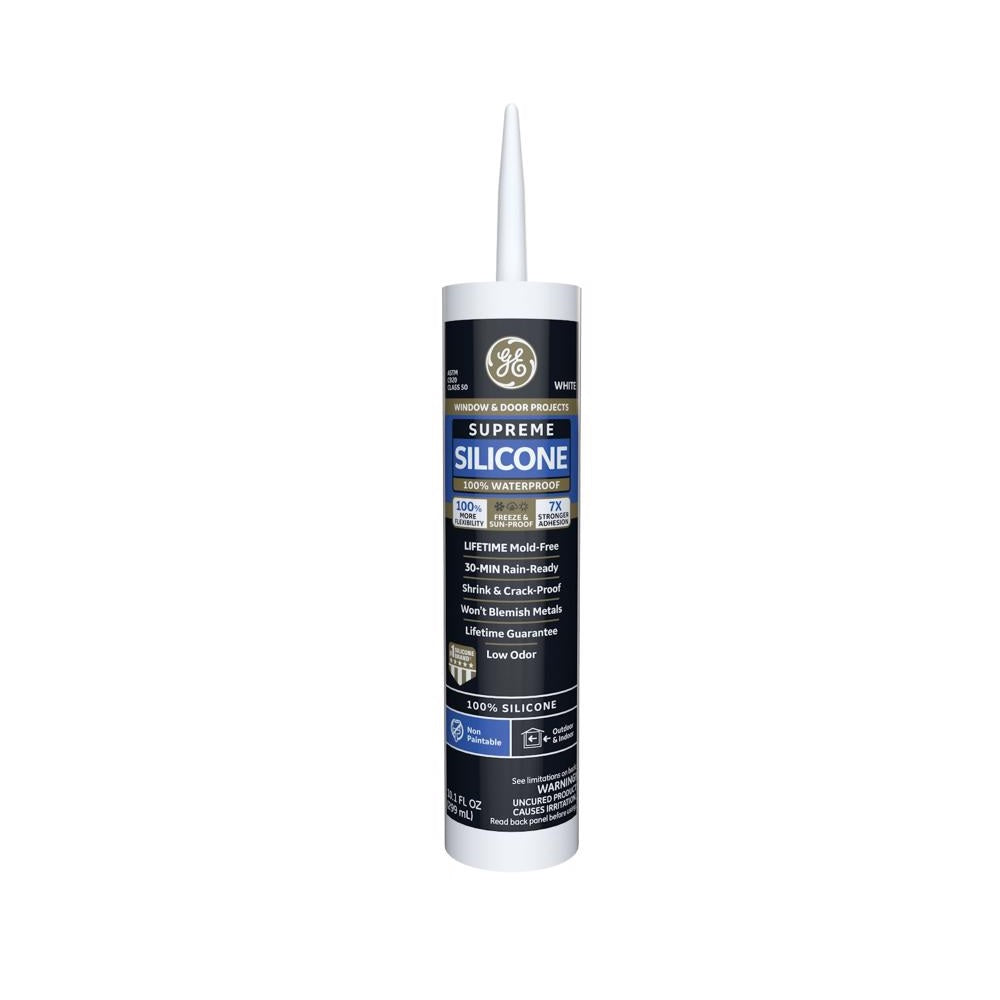 GE 2814819 Silicone Window and Door Sealant, White, 10.1 Oz