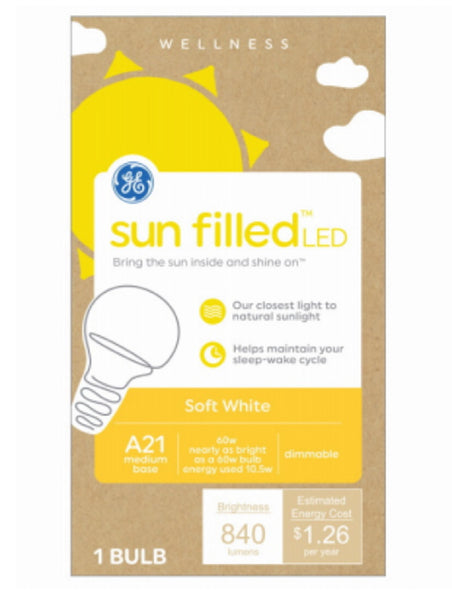GE 93129184 Sun Filled Replacement LED Light Bulb, Soft White