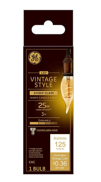 GE 36488 Vintage Spiral Filament LED Light Bulb, 3 Watts