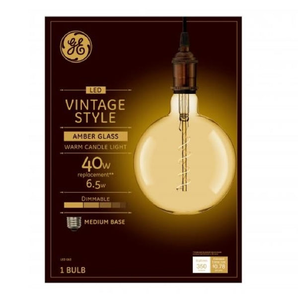 GE 93099992 Vintage Style Dimmable LED Light Bulb, 6.5 Watts