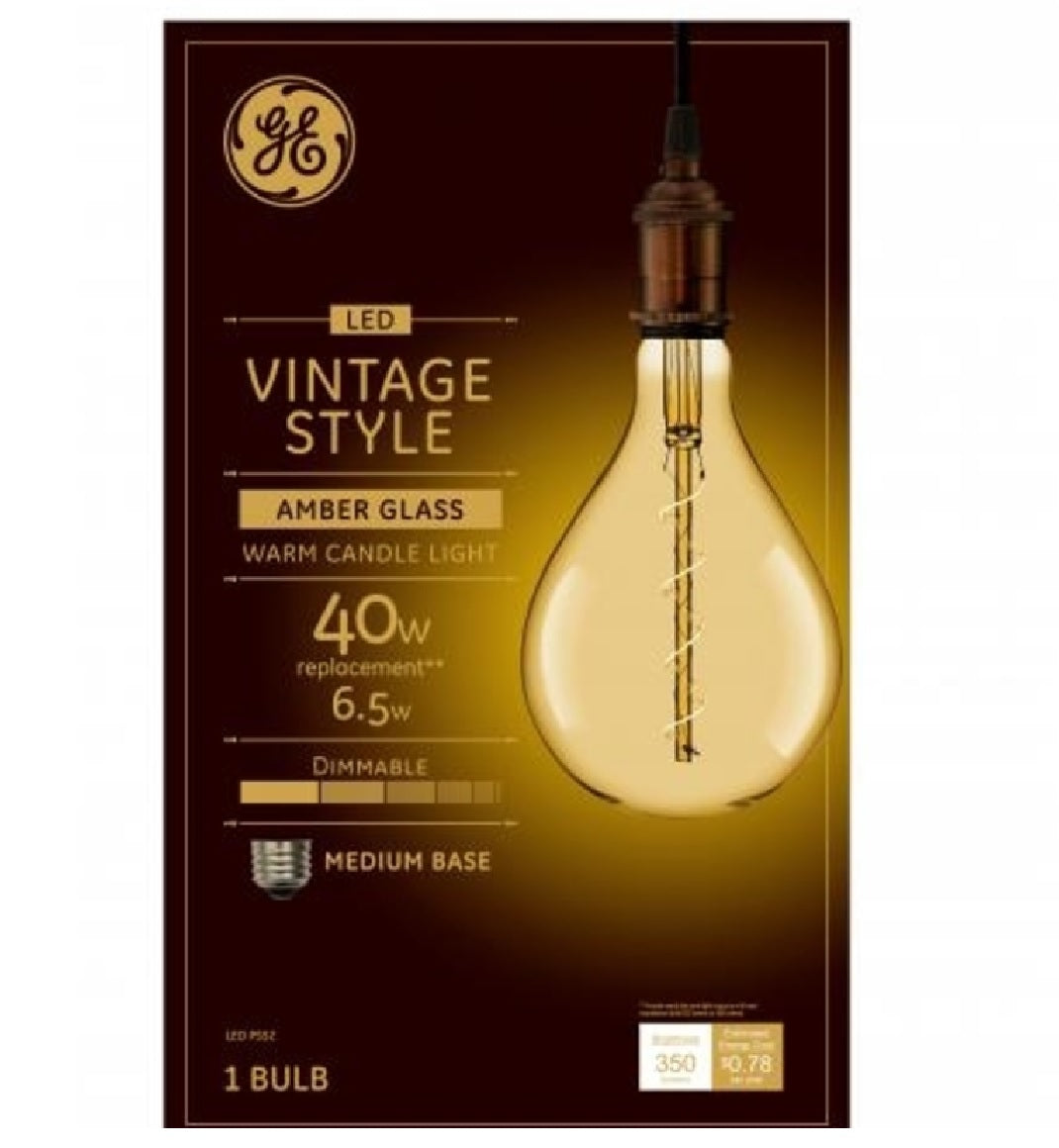 GE 93100102 Vintage Style Spiral Filament LED Light Bulb, 6.5 Watts