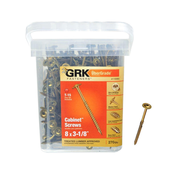 GRK Fasteners 110083 Cabinet Screw, #8 x 3-1/8 Inch