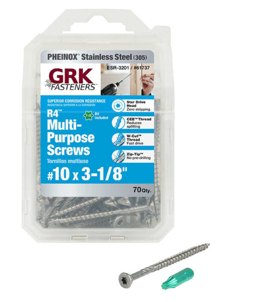 GRK Fasteners 61737 Flat Head Multi-Purpose Screw, Silver