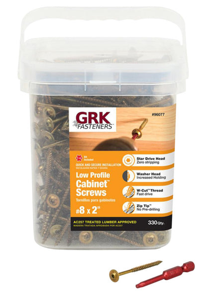 GRK Fasteners 96077 Low Profile Cabinet Screws, Steel