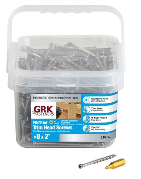 GRK Fasteners 61728 Star Trim Head Construction Screws, Silver