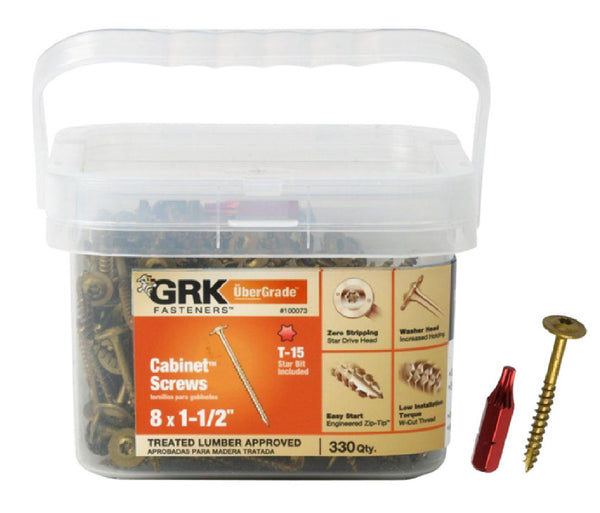 GRK Fasteners 100073 #8 Thread Cabinet Screw, Yellow