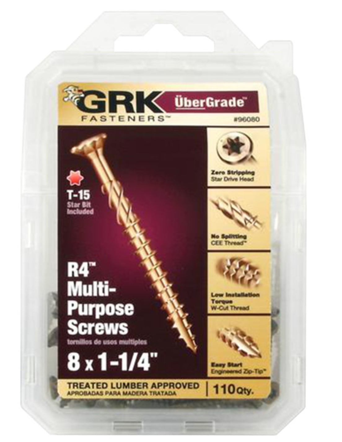 GRK Fasteners 96080 UberGrade Star Flat Head Multi-Purpose Screw