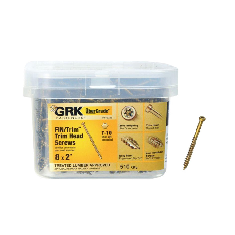GRK Fasteners 116728 UberGrade Star Trim Head Steel Construction Screws, #8 x 2 inch